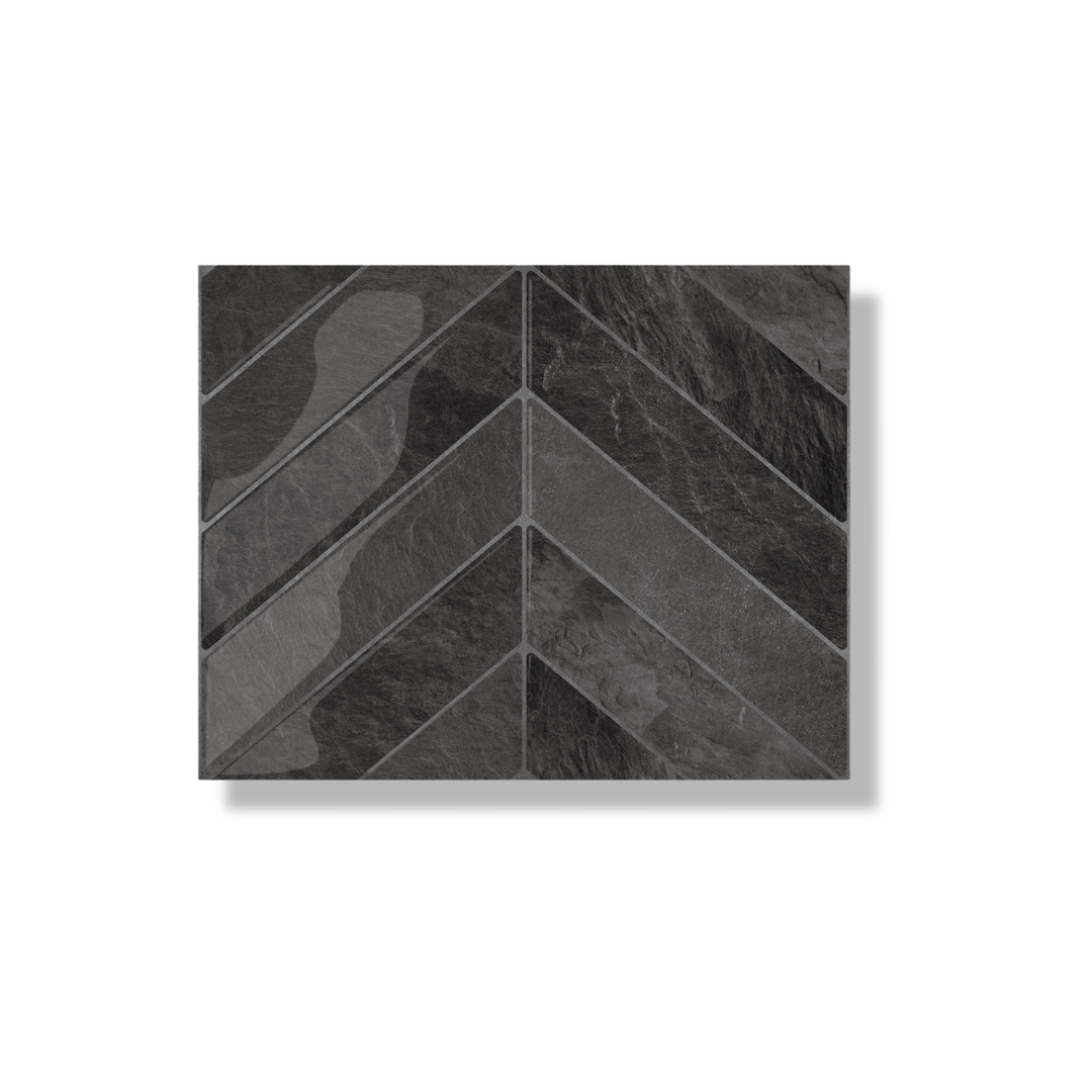 Black mist chevron adhesive tile 1mm