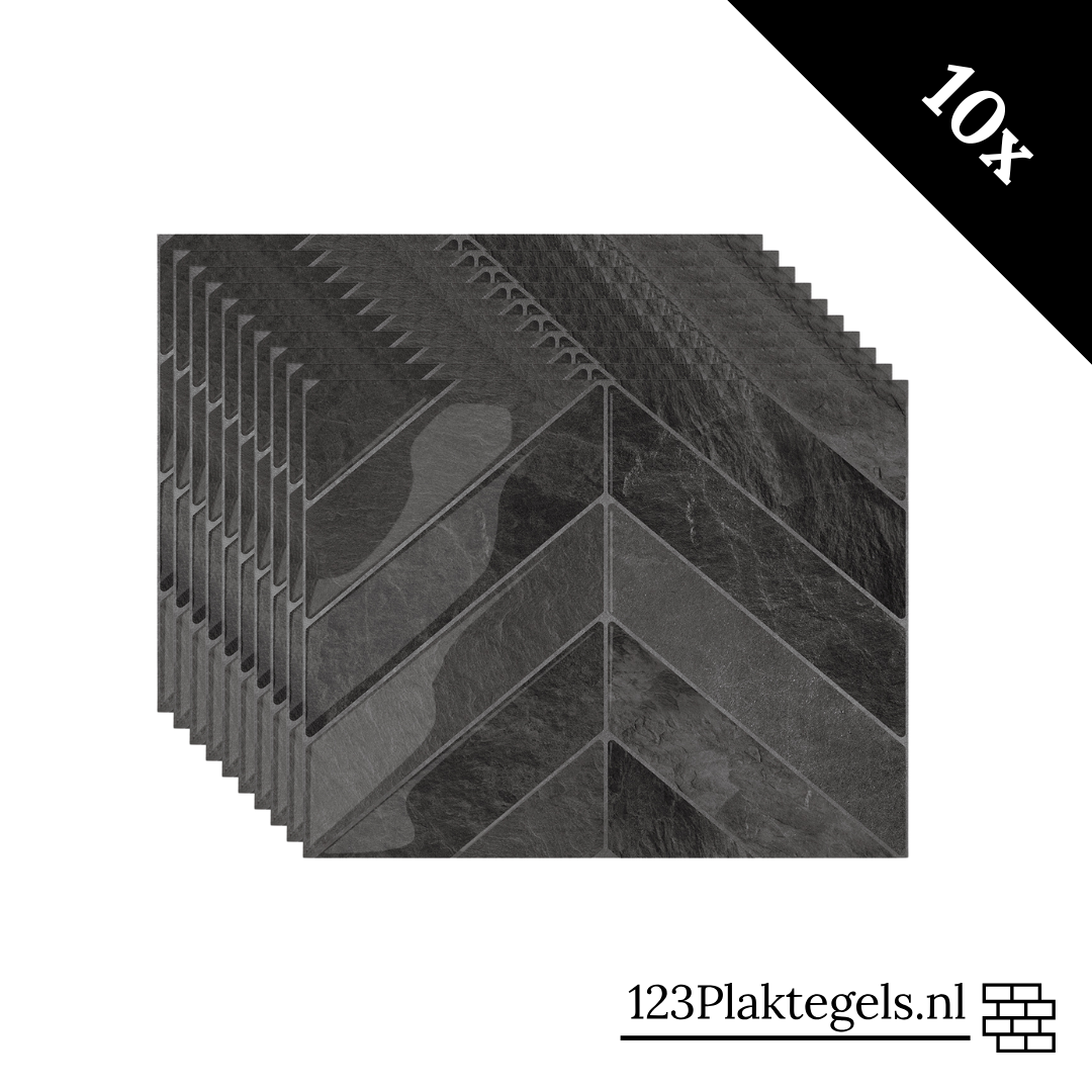 Black mist chevron adhesive tile 1mm
