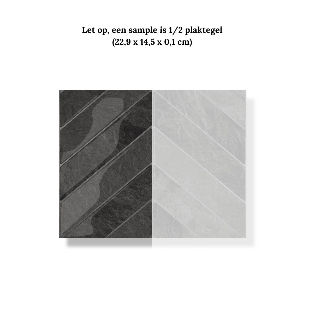 Black mist chevron adhesive tile 1mm