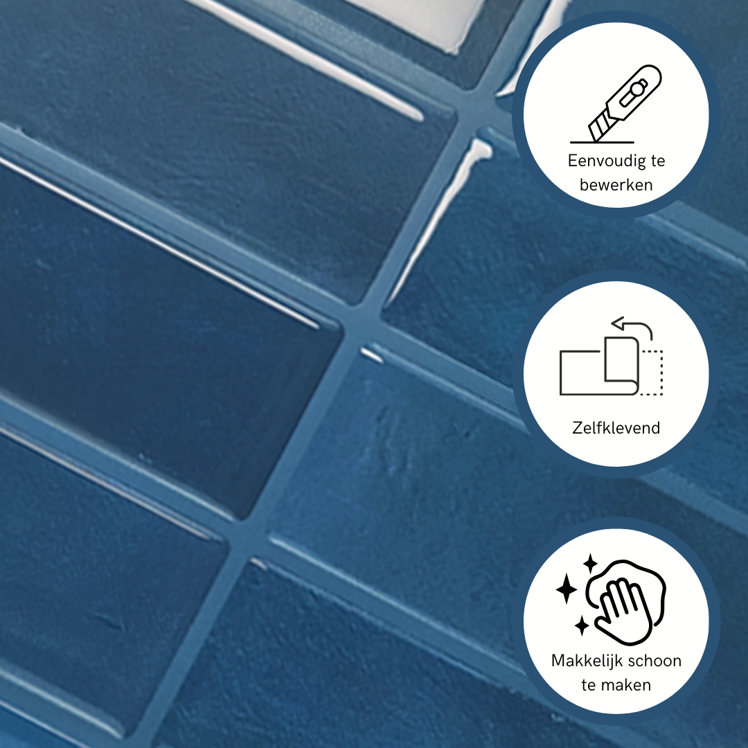 Deep blue oblong adhesive tile 1mm