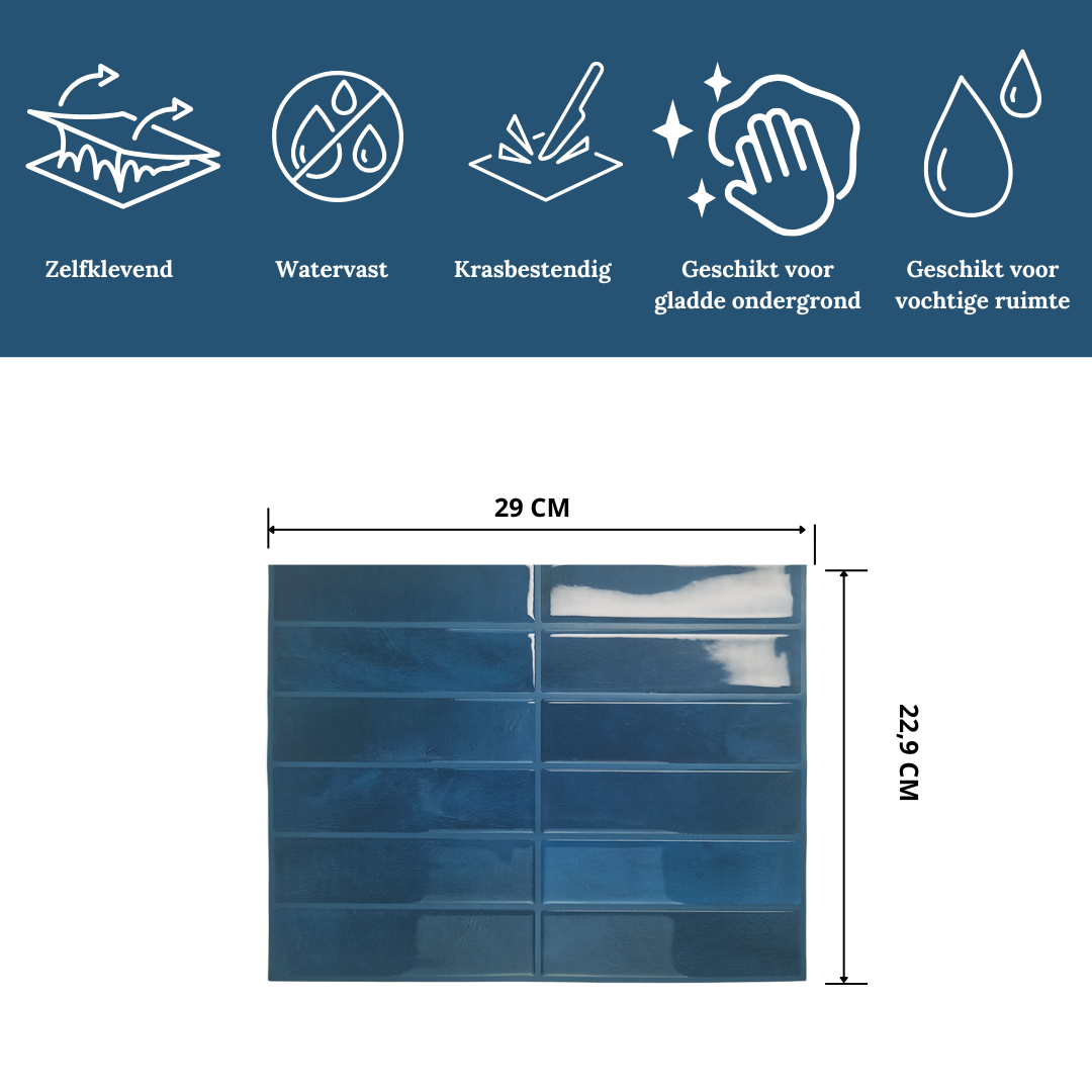 Deep blue oblong adhesive tile 1mm