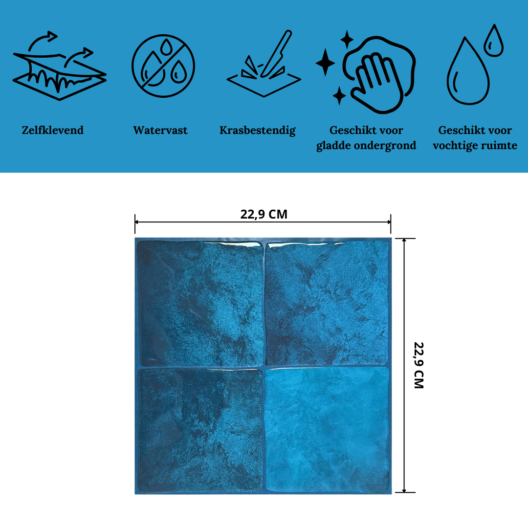 Deep blue square adhesive tile 1mm