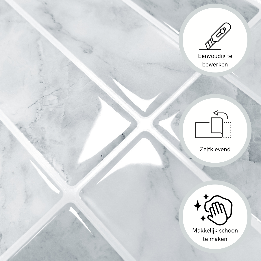 Marble ice adhesive tile, oblong, 1mm