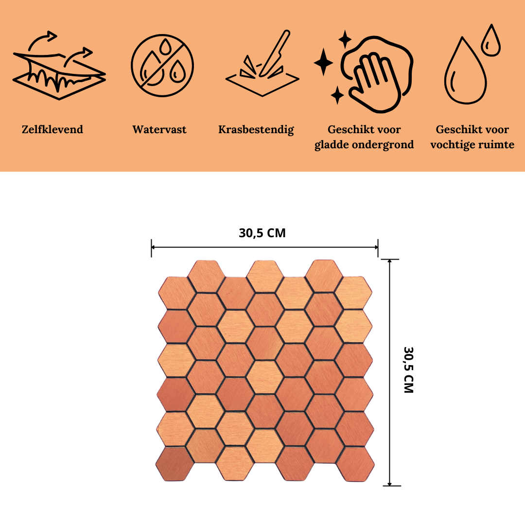 Mosaic tile brushed bronze hexagon