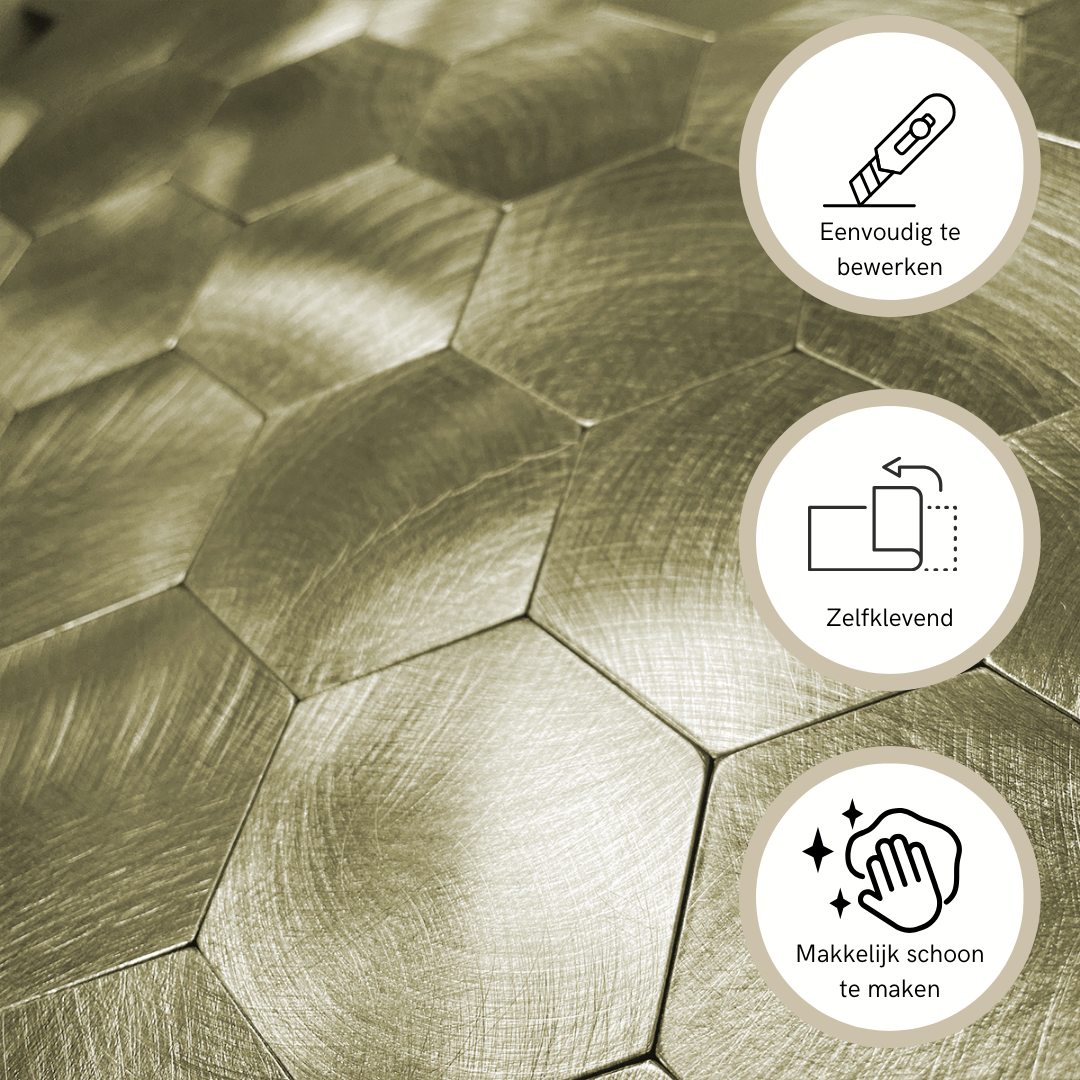 Mosaic tile brushed gold hexagon