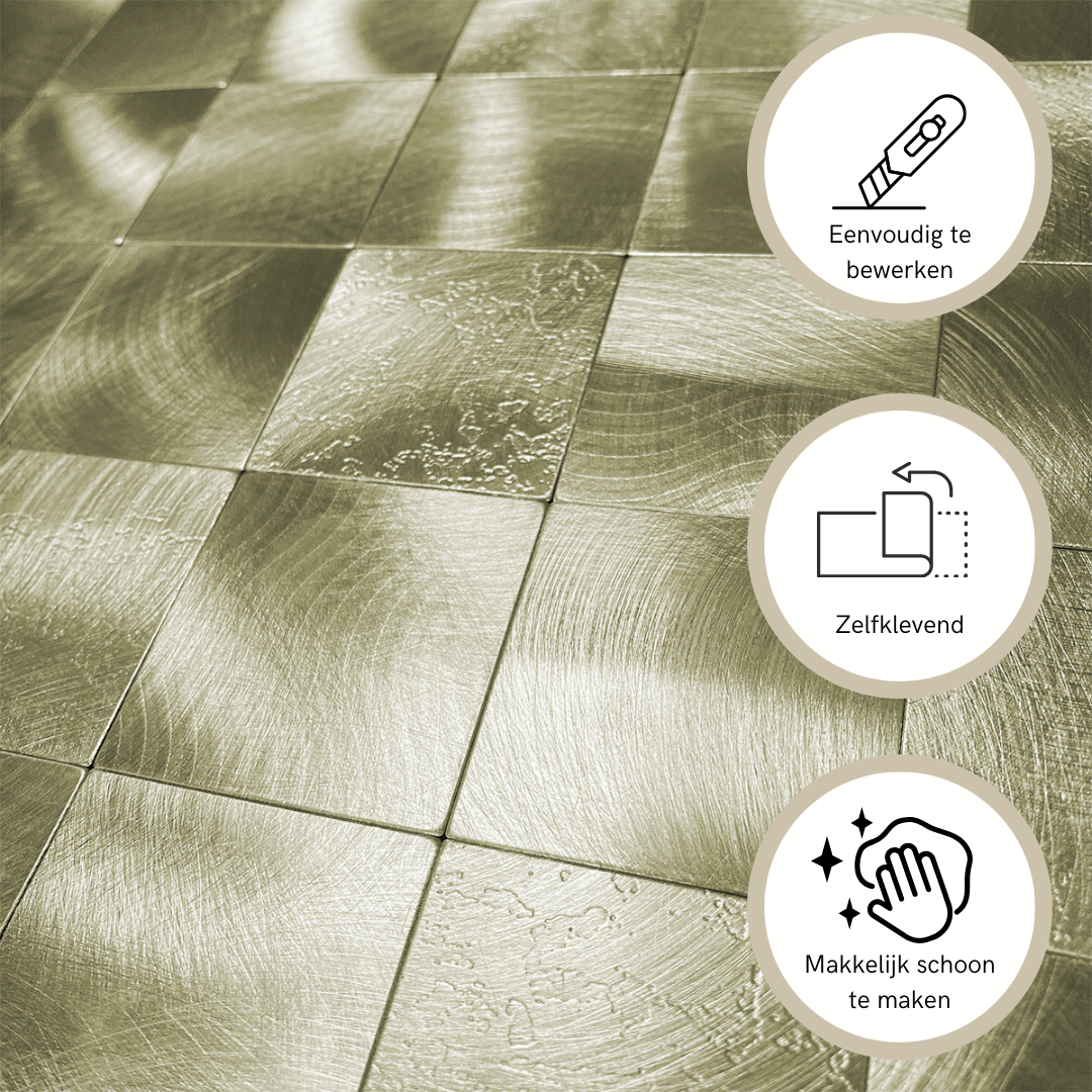 Mosaic tile brushed gold square