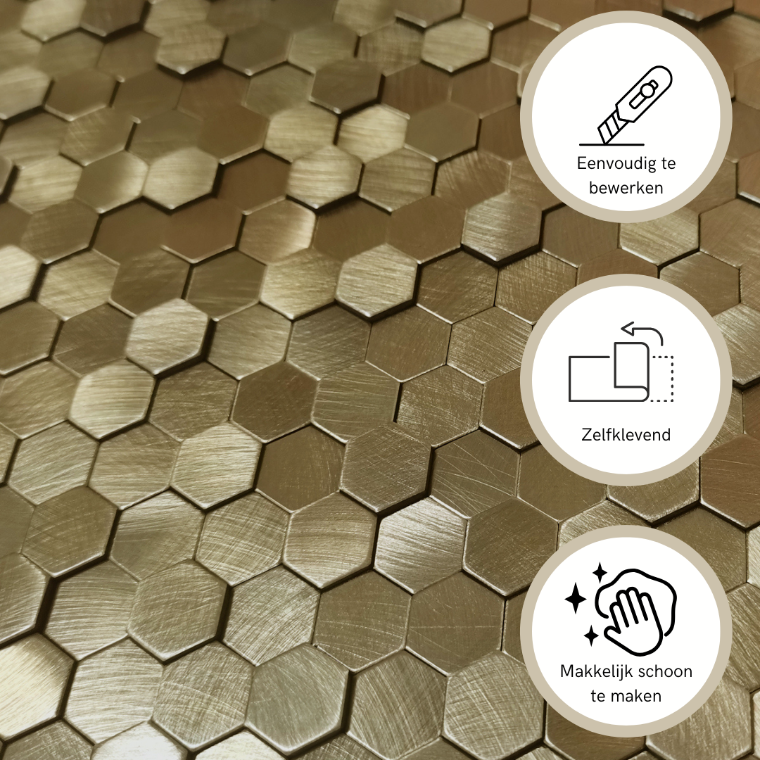 Plaktegels Mozaiek geborsteld bronze 3d