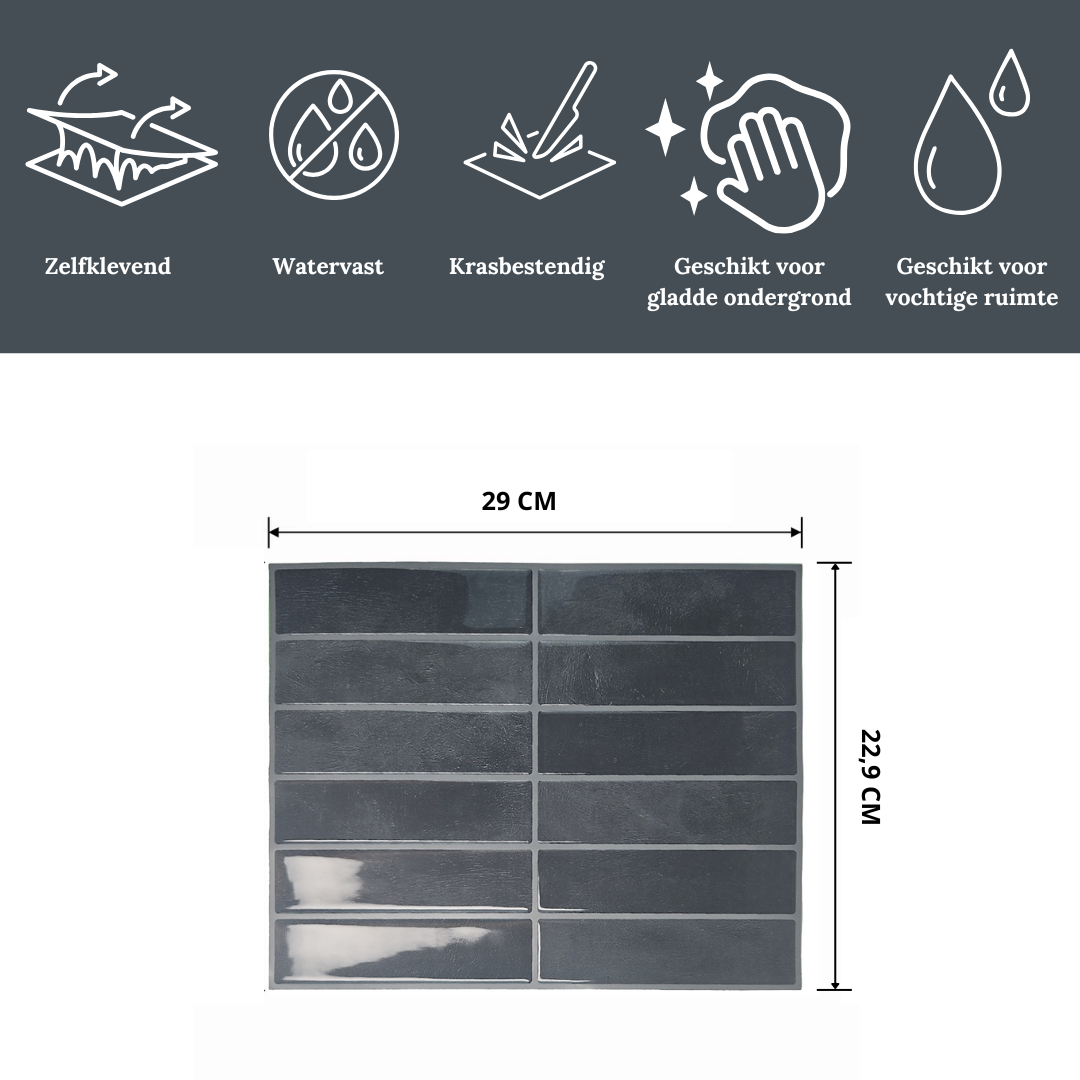 Plaktegels black mist met bematingen en specificaties