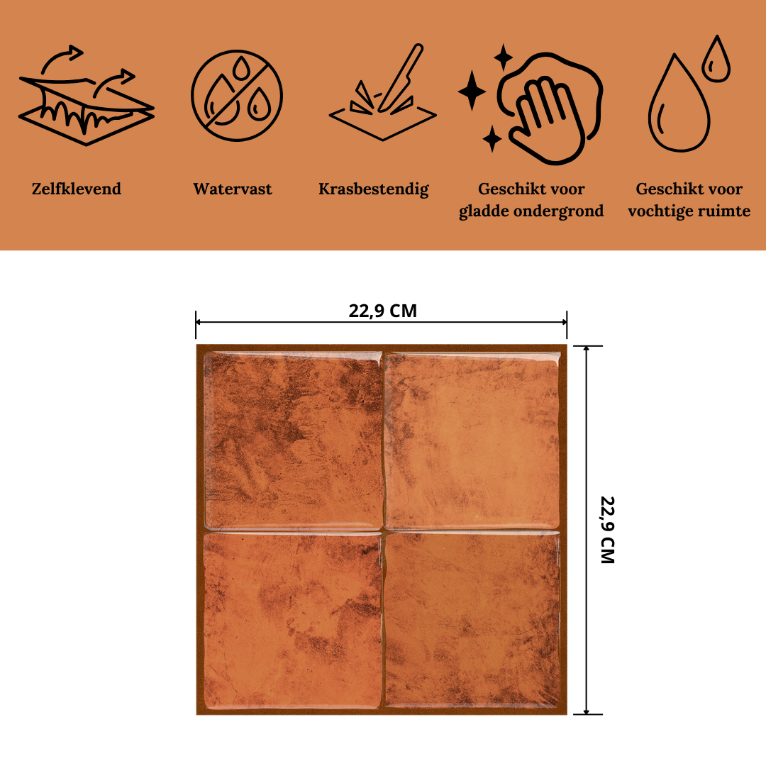 Sweet cognac square adhesive tile 1mm