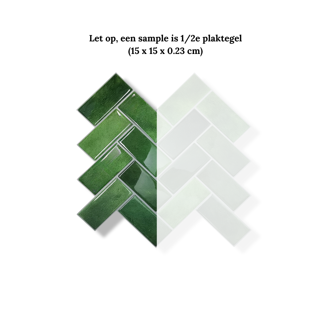 Adhesive tile Mossy green herringbone 2.3mm