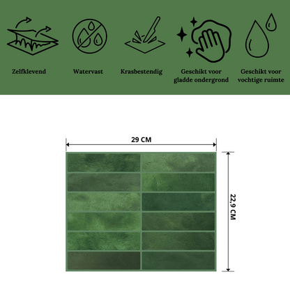 Adhesive tile Mossy green oblong 1mm