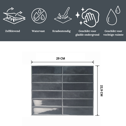 Black mist adhesive tile, oblong, 1mm