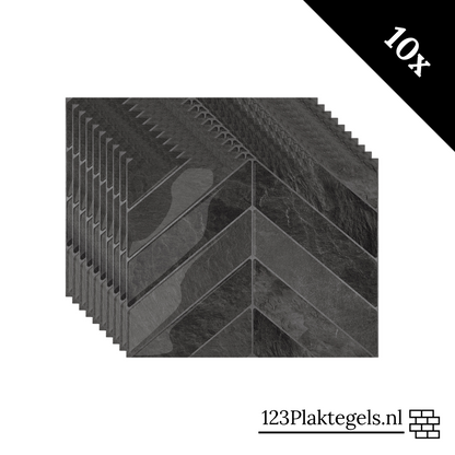 Black mist chevron adhesive tile 1mm