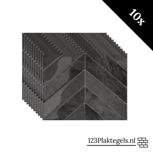 Black mist chevron adhesive tile 1mm