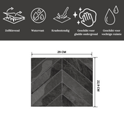 Black mist chevron adhesive tile 1mm