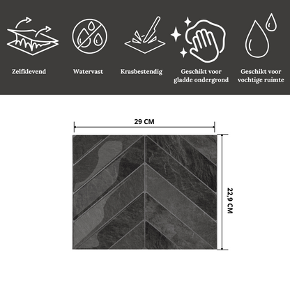 Black mist chevron adhesive tile 1mm