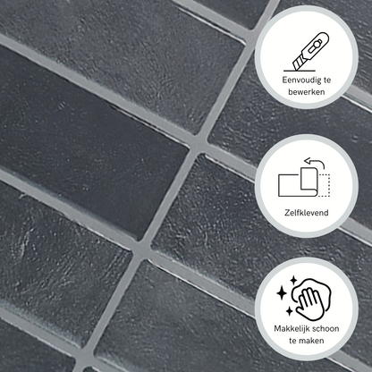 Black mist adhesive tile, oblong, 1mm