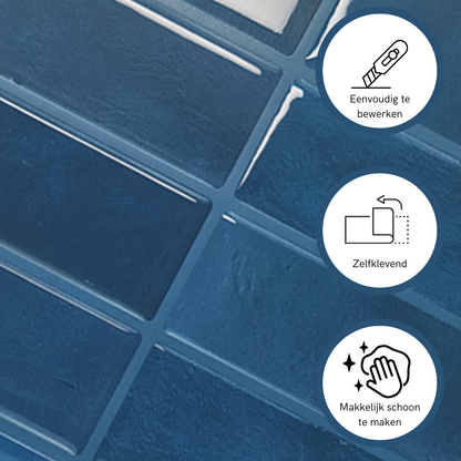 Deep blue oblong adhesive tile 1mm