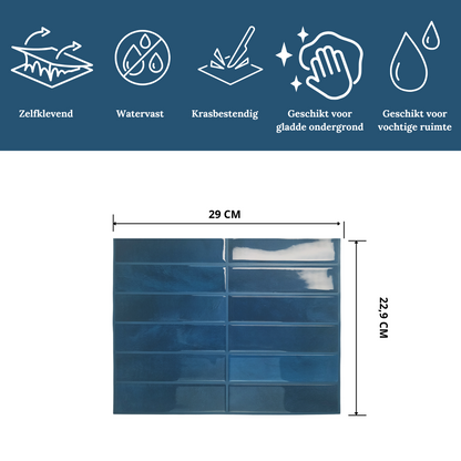 Deep blue oblong adhesive tile 1mm