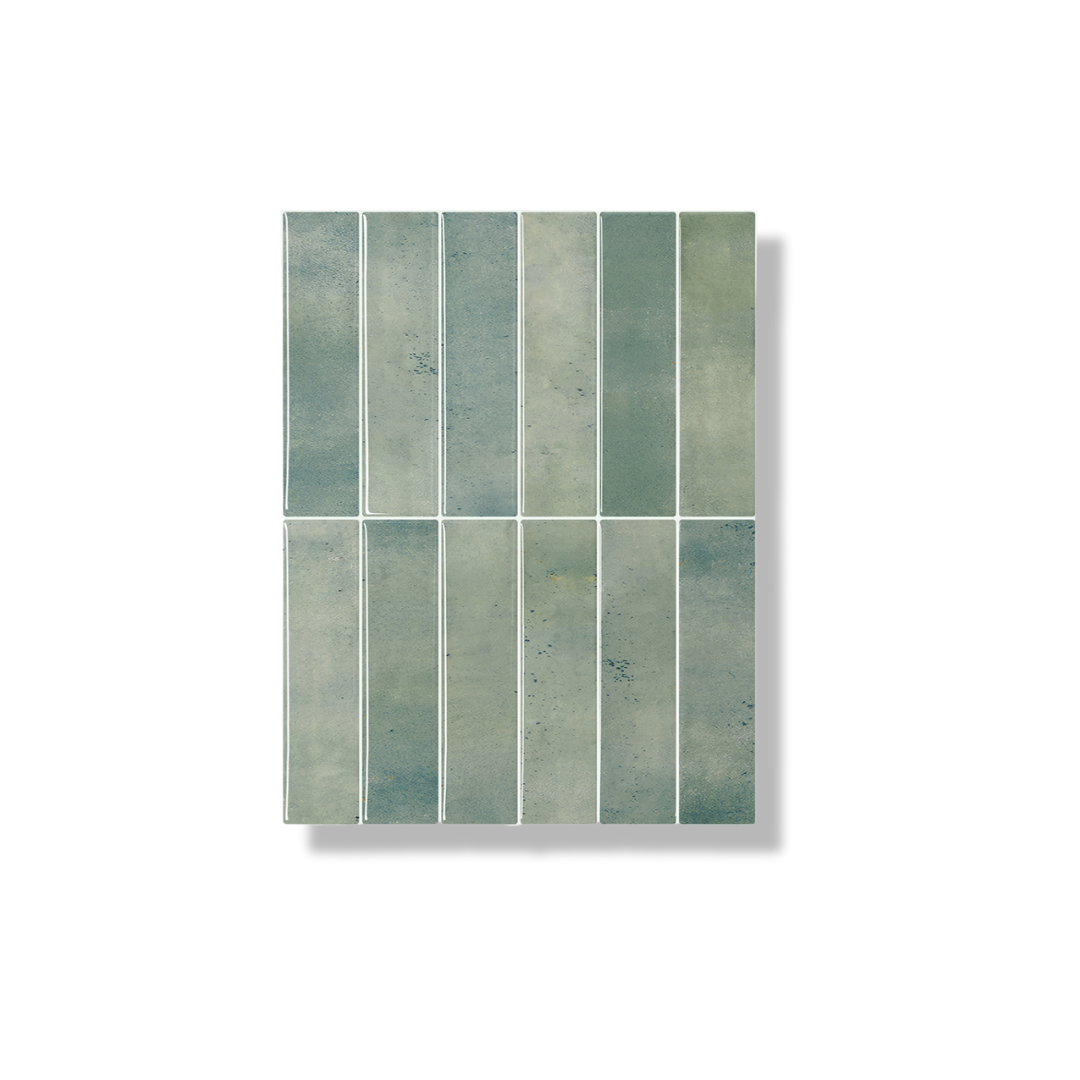 Earthy green oblong adhesive tile 1mm