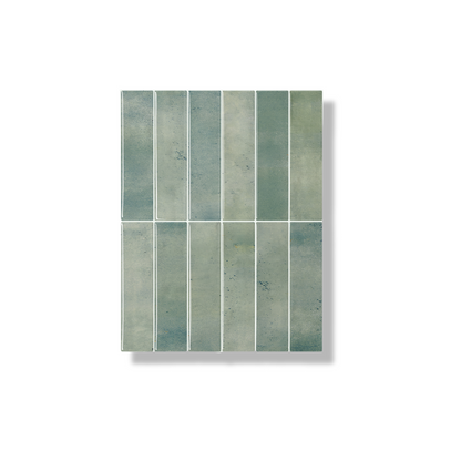 Earthy green oblong adhesive tile 1mm