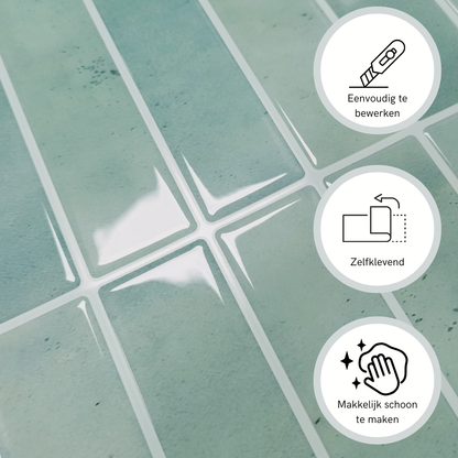 Earthy green oblong adhesive tile 1mm