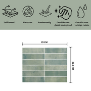 Earthy green oblong adhesive tile 1mm