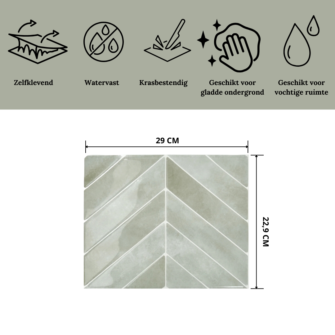 Adhesive tile Fresh green chevron 1mm