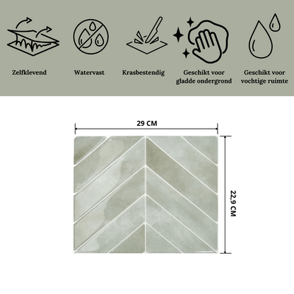 Adhesive tile Fresh green chevron 1mm