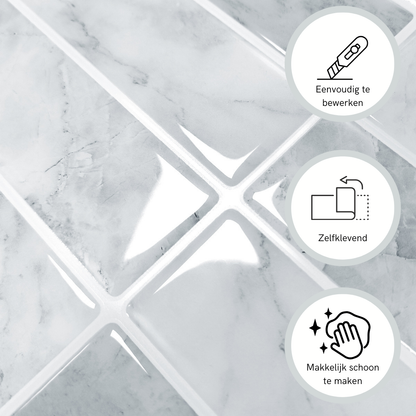 Marble ice adhesive tile, oblong, 1mm