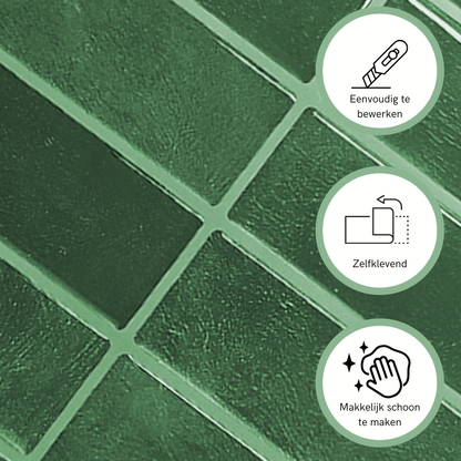 Adhesive tile Mossy green oblong 1mm