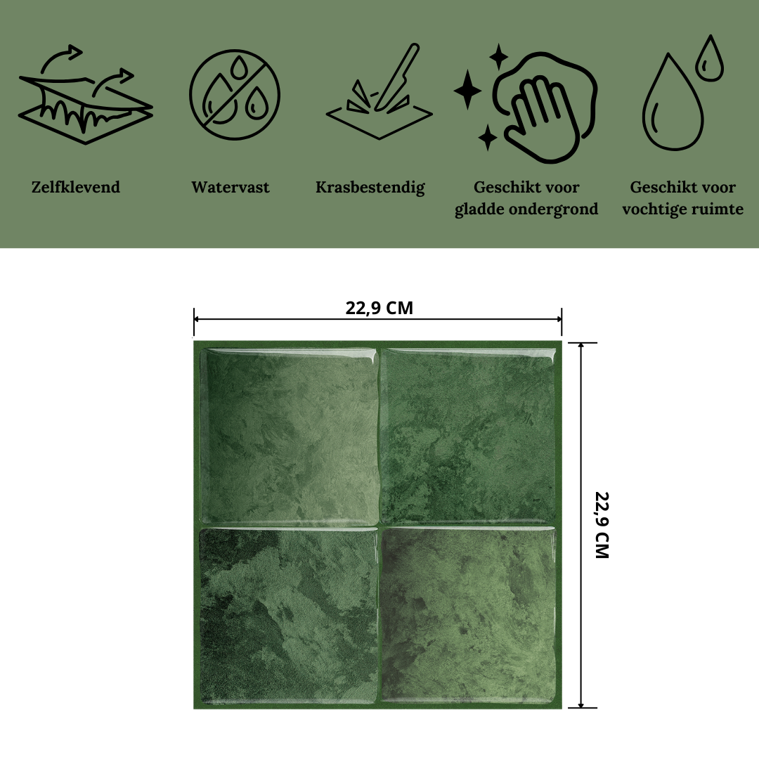 Adhesive tiles Mossy green square 1mm