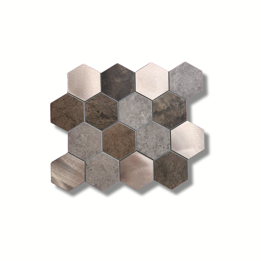 Mosaic tile brown gold hexagon large