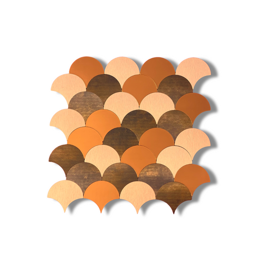Mosaic tile brushed/mirror multi-colored fish scale