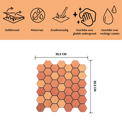 Mosaic tile brushed bronze hexagon
