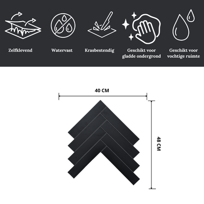 Mosaic tile matte black herringbone