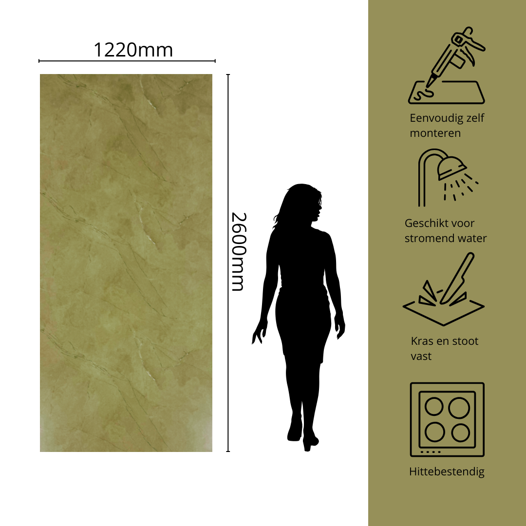 Bruine natuursteenlook wandpanelen met afmetingen en specificaties