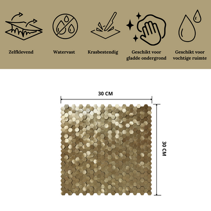 Plaktegels Mozaiek  geborsteld bronze 3d specificaties
