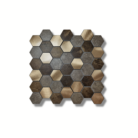 Mosaic tile brown gold hexagon