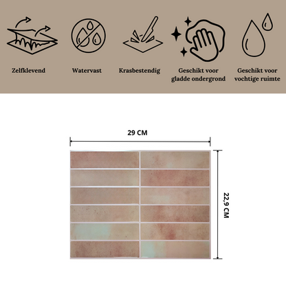 Plaktegels terra salmon met bematingen