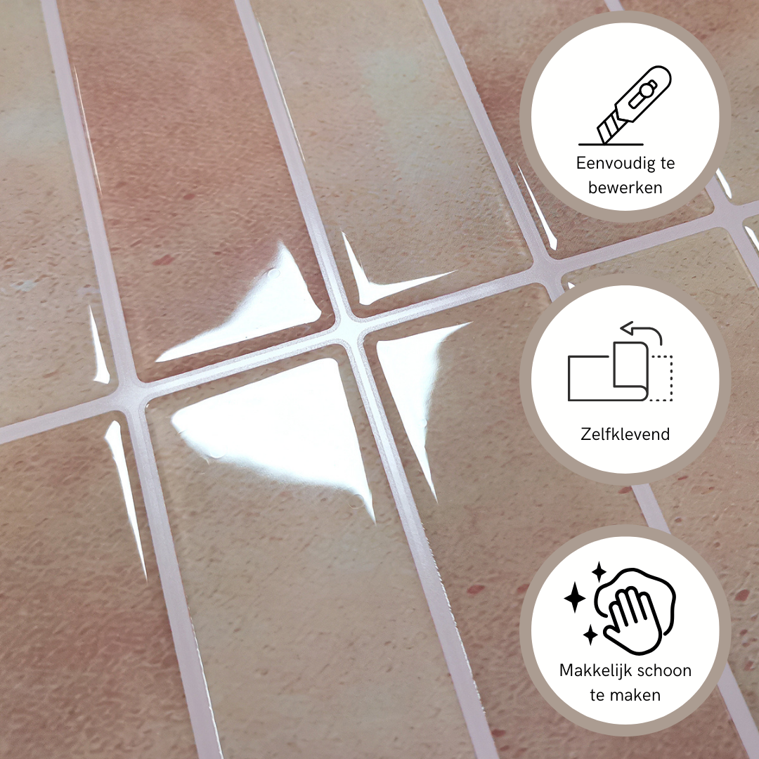 Terra salmon adhesive tile, oblong, 1mm