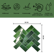 Adhesive tile Mossy green herringbone 2.3mm