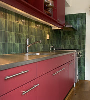 Adhesive tile Mossy green oblong 1mm