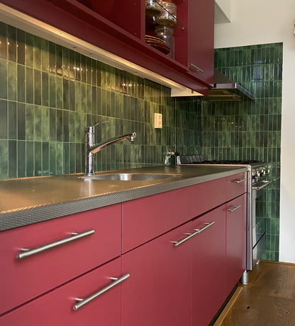 Adhesive tile Mossy green oblong 1mm